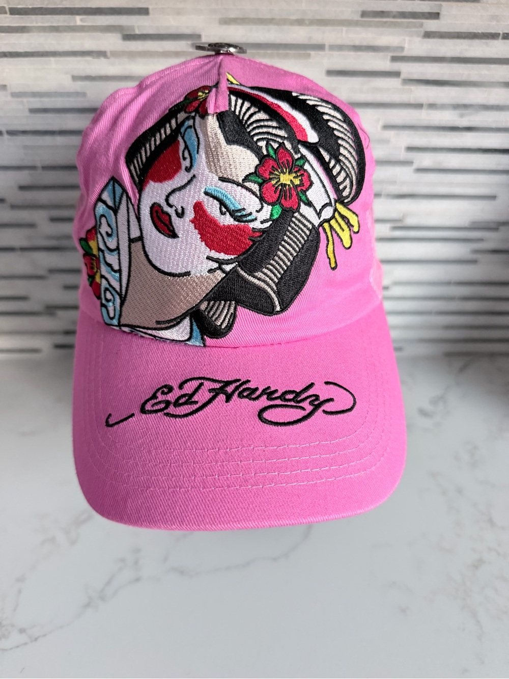 Vintage Y2K Ed Hardy by Christian Audigier Pink Tokyo Geisha trucker hat